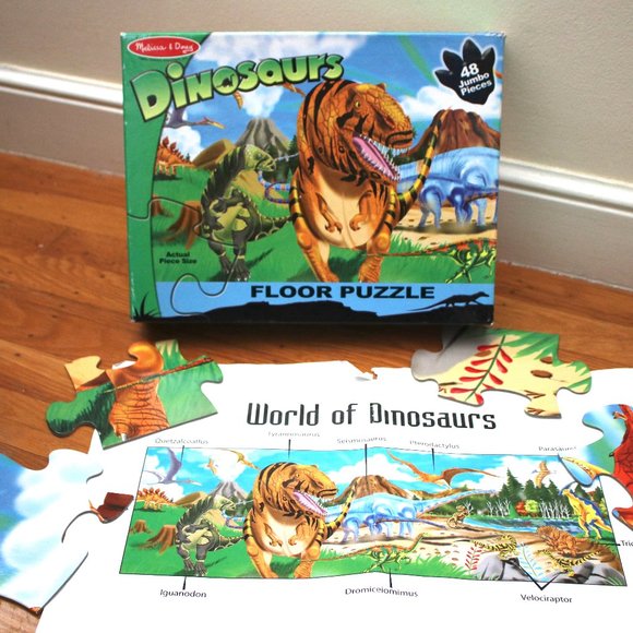 Melissa & Doug Puzzle Da Pavimento Dinosauri 48 Pezzi - 0,9x0,6 Metri + Mini-Pad Scratch Omaggio